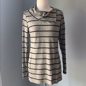 Stripe top with elbow patches